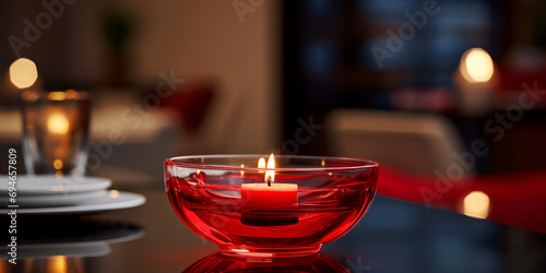 candle in the church,Redefining Relaxation with the Radiant Glow of a Red Candle on a bokeh Canvas photo