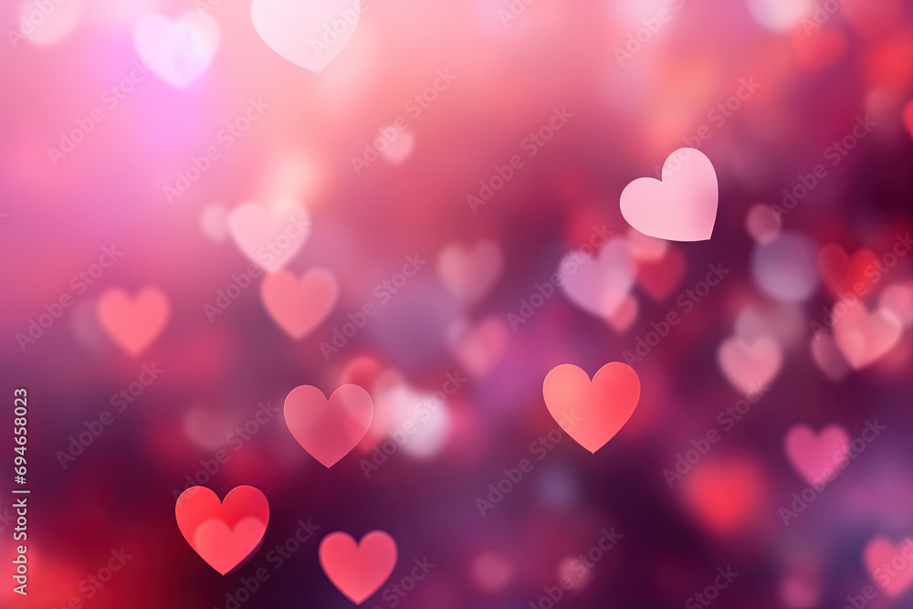 Heart Bokeh Background for Valentine's Day and Women's Day with a Gradient of Love