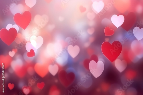 Heart Bokeh Background for Valentine's Day and Women's Day with a Gradient of Love