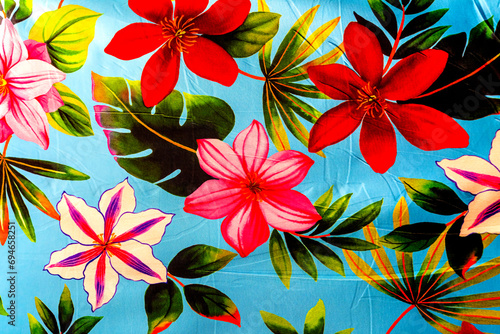 Colorful Hawaiian Flowers Cloth Textile Waikiki Honolulu Hawaii