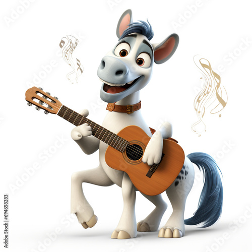 cartoon guitar player 3d funny portrait of horse playing guitar