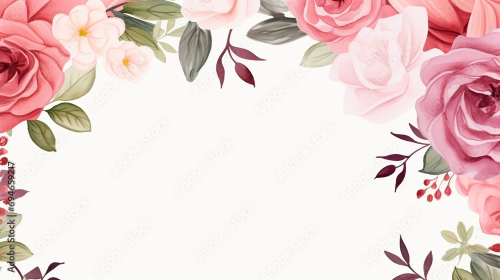 invitation is white and pink with flora and flowers