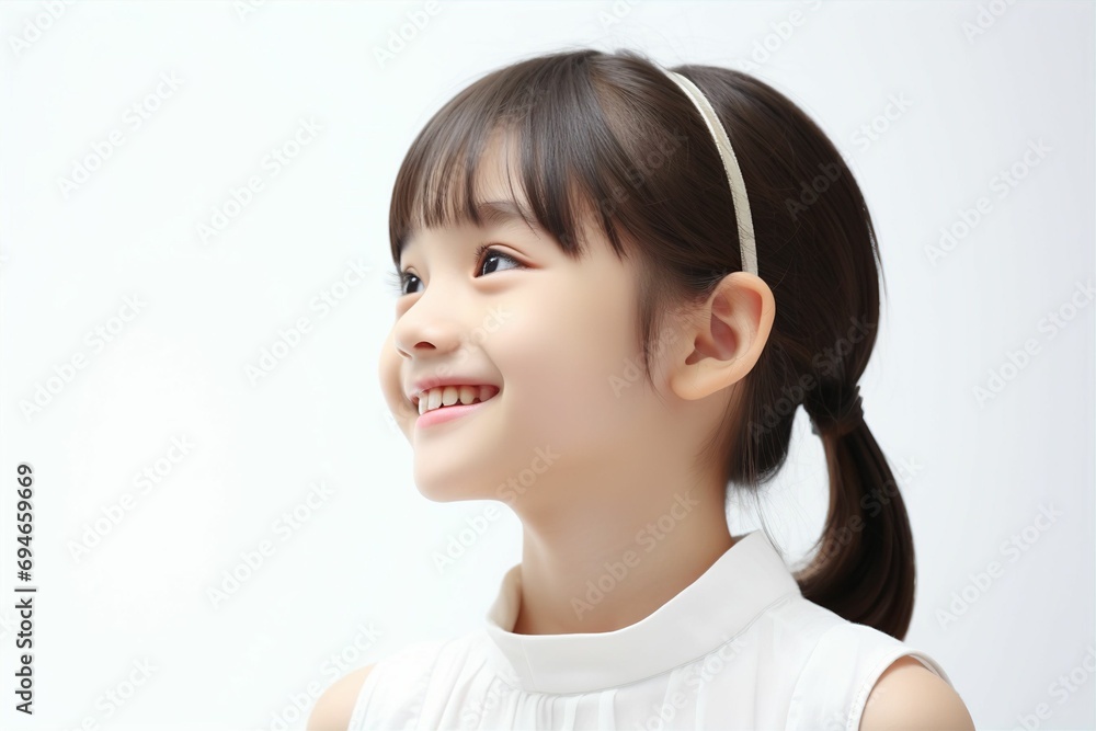 日本人の子供・小学生の横顔(アジア人・白背景・背景なし) 日本人の子供・小学生の横顔(アジア人・白背景・背景なし)