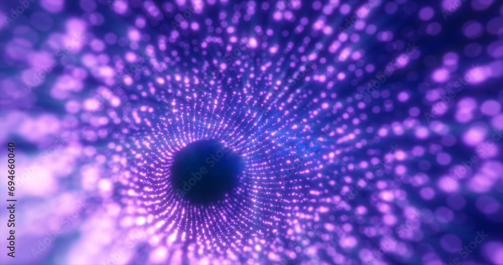 Tunnel of blue energy particles blurred bokeh glowing bright abstract background Tunnel of blue energy particles blurred bokeh glowing bright abstract background