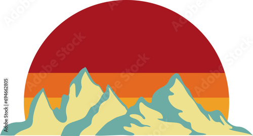 Mountain Retro Sunset Clipart