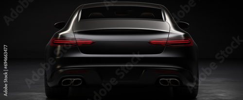 Luxury black car on black background, close-up © HQ2X2