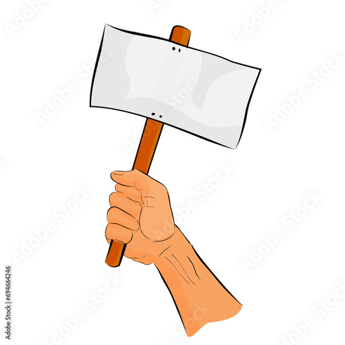 hand hold blank plank, simple vector hand draw sketch doodle
