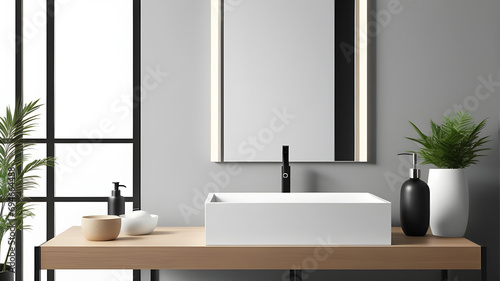 beautiful minimal restroom counter top. restroom mockup template background.