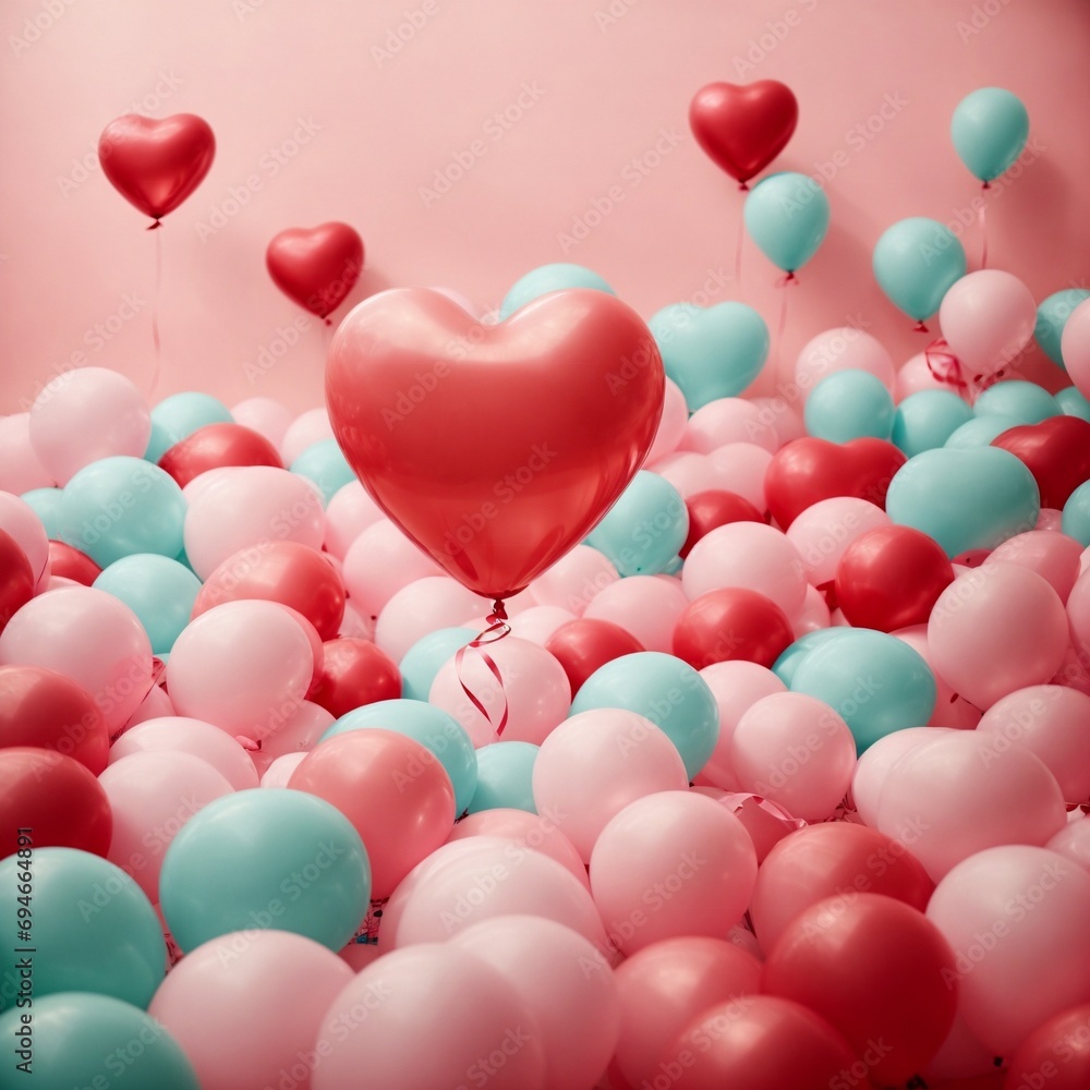Realistic valentine day heart balloons