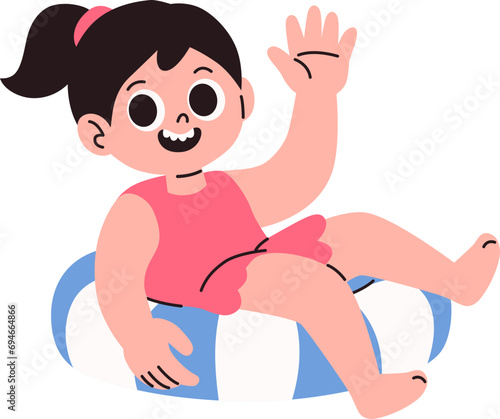 Girl with Round Pool Float