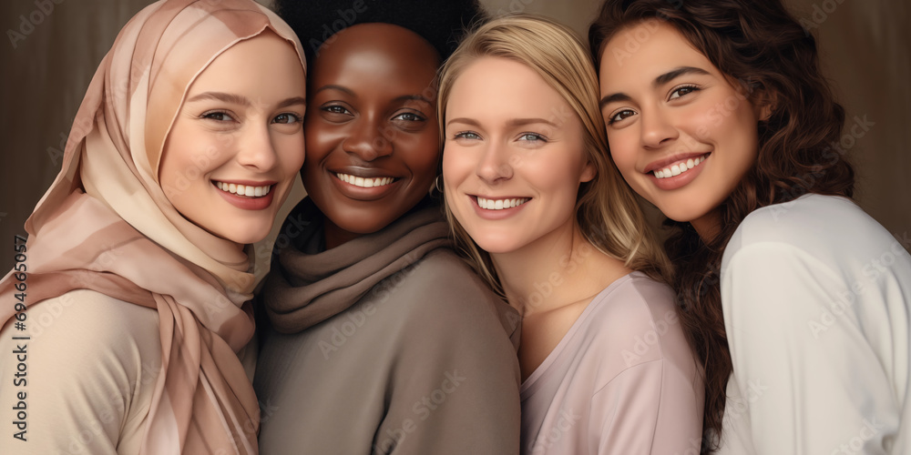 A group of beautiful smiling female friends.