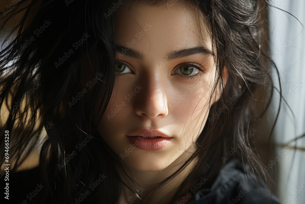 Fototapeta premium Close up portrait of beautiful woman isolated on white background , beauty and spa healthy skin