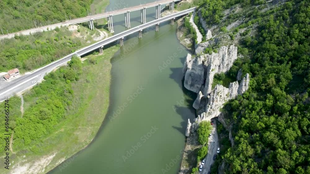 High aerial over Wonderful Rocks on Tsonevo reservoir, Asparuhovo, Varna Region High aerial over Wonderful Rocks on Tsonevo reservoir, Asparuhovo, Varna Region