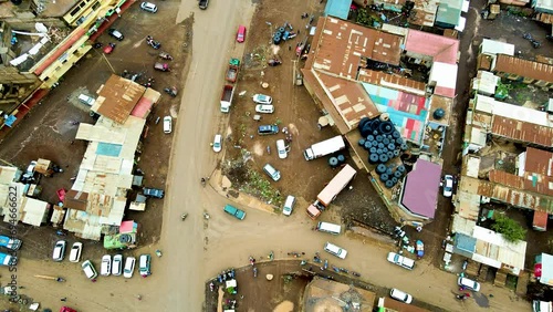 nairobi rural cityscape kenya city skyline. Rural village of kenya. Aerial drone rural towns of kenya- slums photo