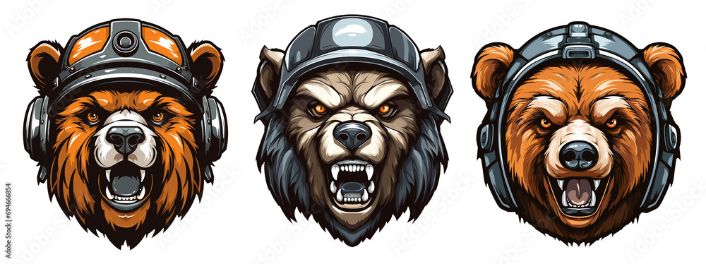 Fototapeta premium set of bear head mascots