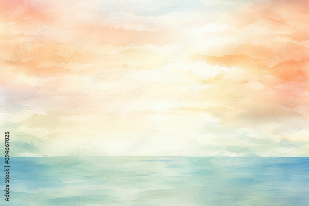 Watercolor Seascape Background: Tranquil Ocean Art with Beautiful Waves Watercolor Seascape Background: Tranquil Ocean Art with Beautiful Waves