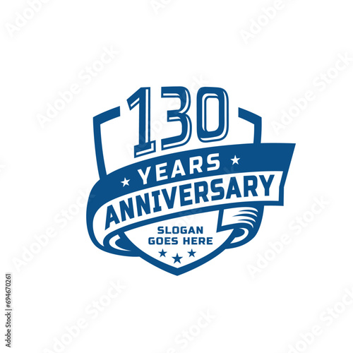 130 years anniversary celebration design template. 130th anniversary logo. Vector and illustration.
 photo