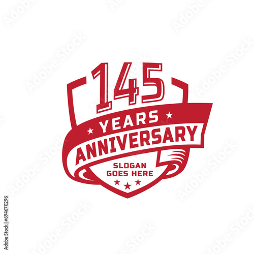 145 years anniversary celebration design template. 145th anniversary logo. Vector and illustration.
 photo