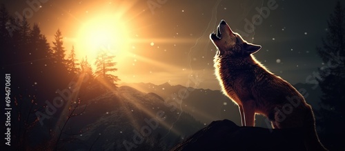 wolves howl in the night photo