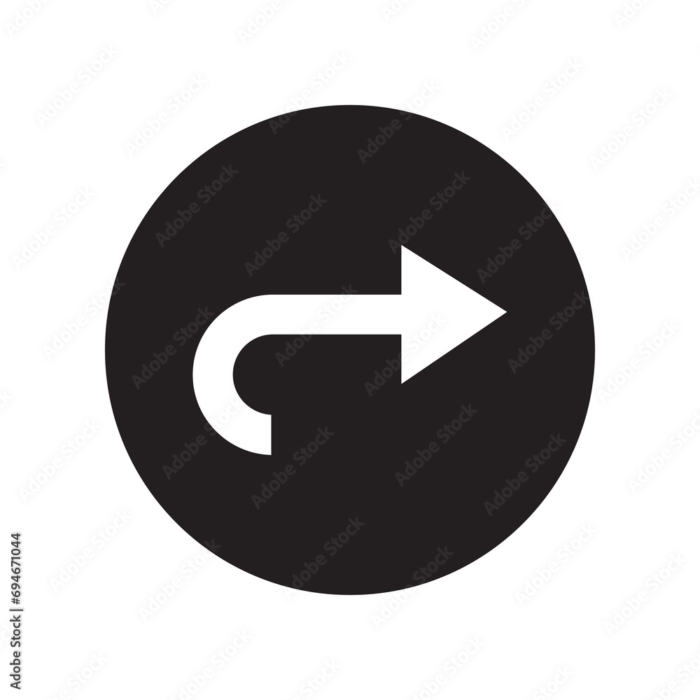 Directional arrow icon vector. Turn logo design. Arrow down vector icon illustration in circle isolated on white background Directional arrow icon vector. Turn logo design. Arrow down vector icon illustration in circle isolated on white background