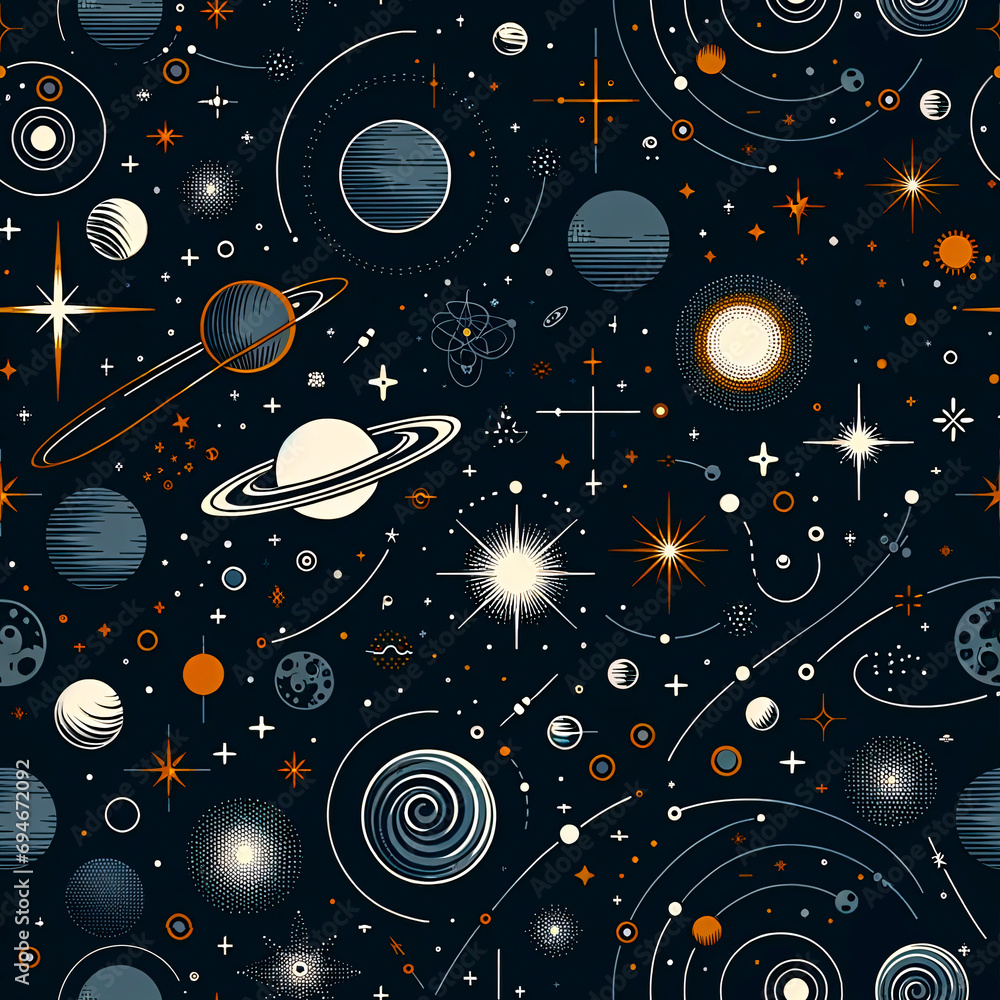 Minimalist Uncluttered Space-Themed Pattern