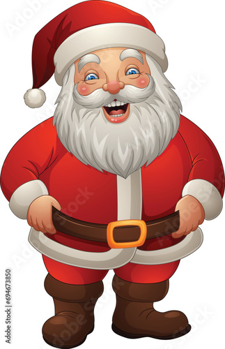 Cartoon happy santa claus on white background