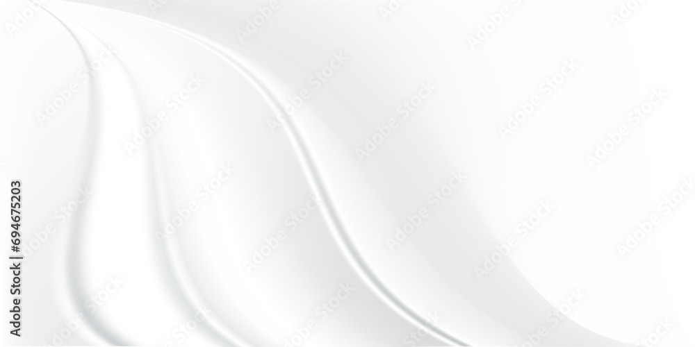 Fototapeta premium 3D white geometric abstract background overlap layer on bright space with waves decoration