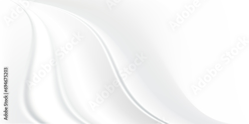 3D white geometric abstract background overlap layer on bright space with waves decoration