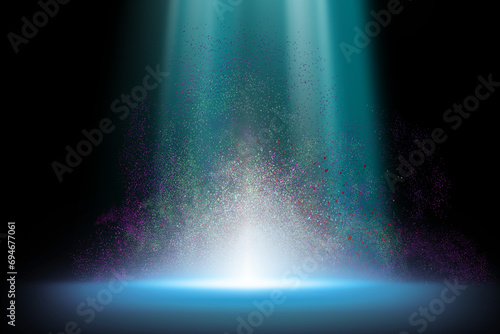 The background for the blue graphic scene illuminated stars  green and light blue  mysterious lights. Deep from top to bottom  brilliant rays of light from stars.