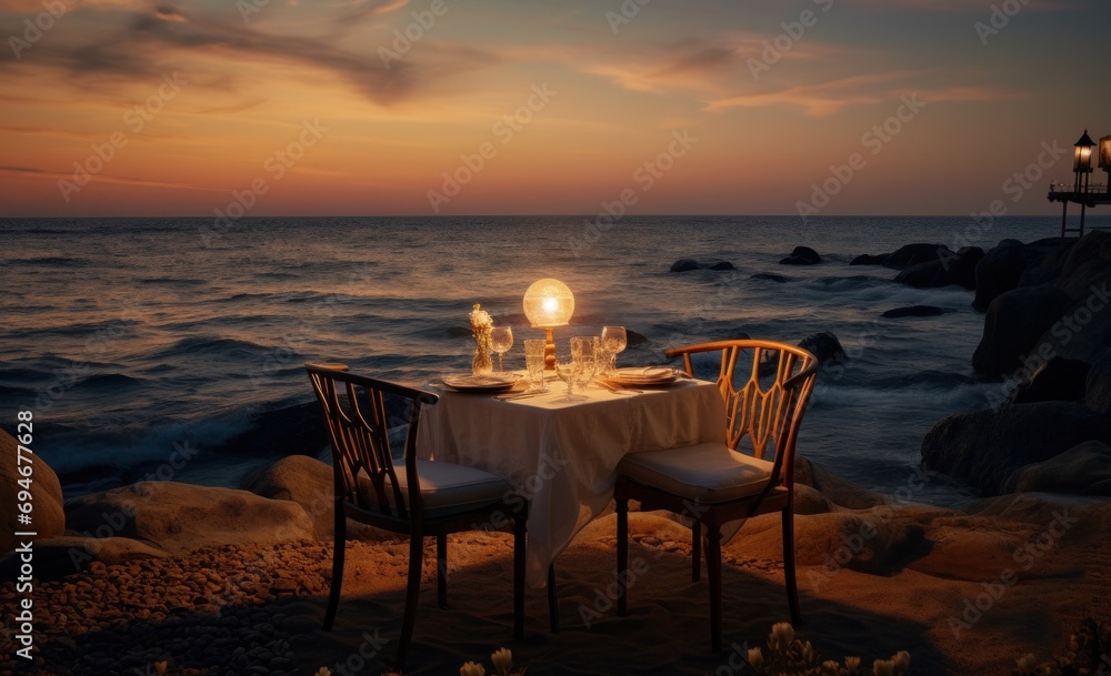 Seaside Evening Dinner for Two at Sunset