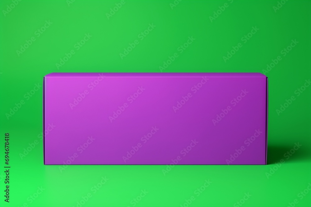 A vibrant purple empty magnetic cardboard box with copy space on blank labels for customization A vibrant purple empty magnetic cardboard box with copy space on blank labels for customization