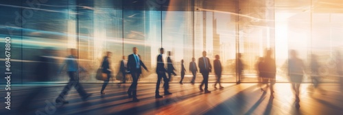 Blurred Motion of Business People Walking