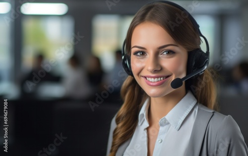 Smiling Customer Service Rep at Work