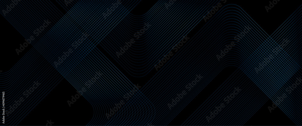 Vector abstract blue glowing geometric lines on dark blue background ...