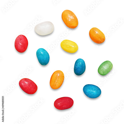 A handful of Jelly Beans Scattered on the Background photo