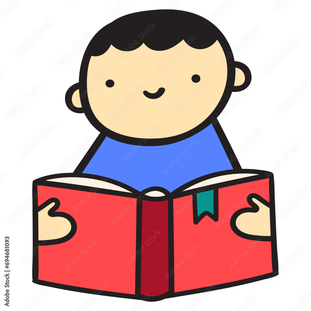 A little boy reading a book. Bedtime stories. Vector flat isolated illustration on white background. A little boy reading a book. Bedtime stories. Vector flat isolated illustration on white background.