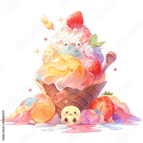 Cute ice cream illustration image