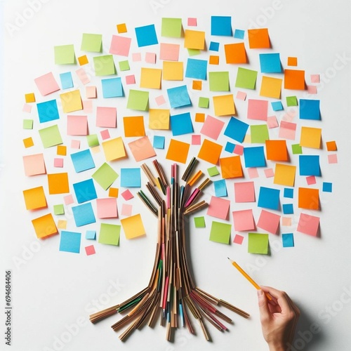 post-it notes to form a tree photo