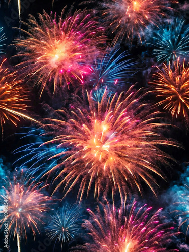 Colorful Bursting Fireworks Lighting Up the Night Sky © Usman