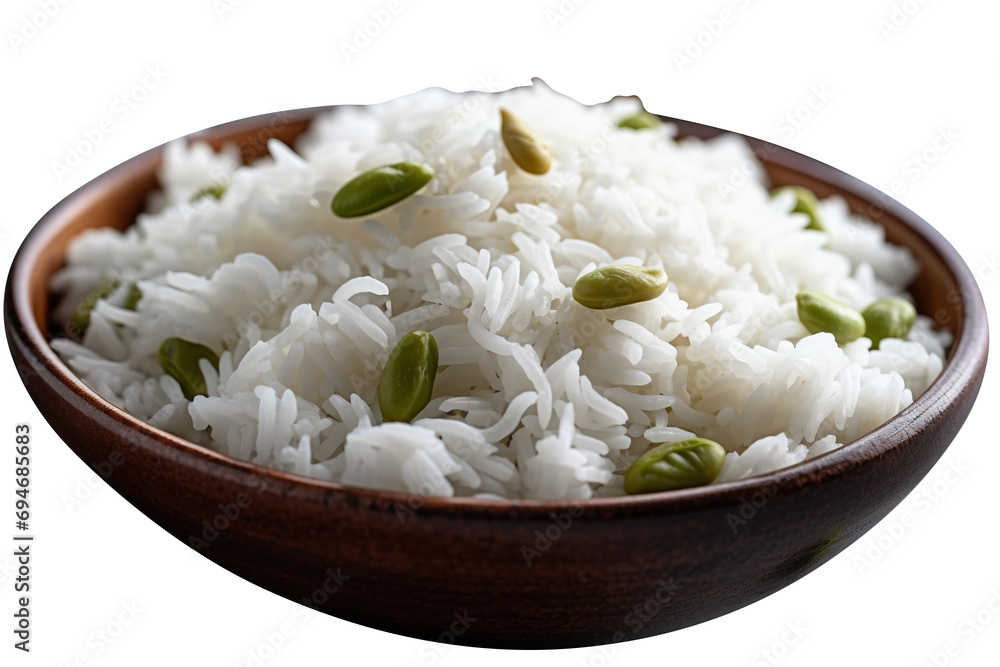 Delicious Cooked White Rice and Green Pea Seeds Isolated On transparent Background Delicious Cooked White Rice and Green Pea Seeds Isolated On transparent Background