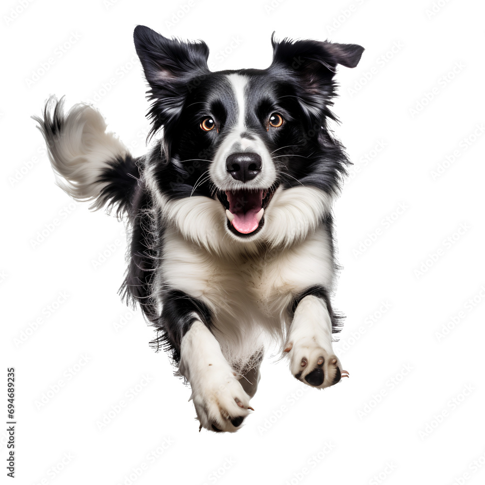 Healthy and happy dogs running and jumping on transparent background PNG