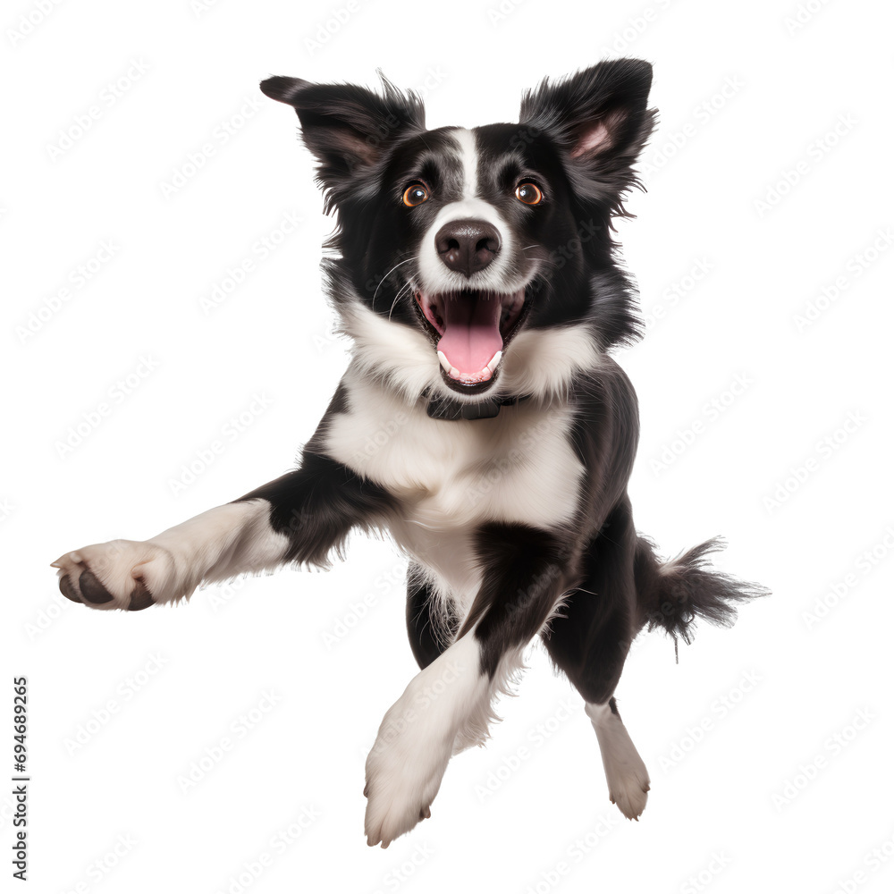 Healthy and happy dogs running and jumping on transparent background PNG