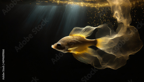 Złota rybka, abstrakcyjny obraz, dekoracja ścienna, genertive AI © Elżbieta Kaps
