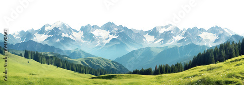Scenic view of grand mountain peaks in stunning landscape, cut out © Yeti Studio