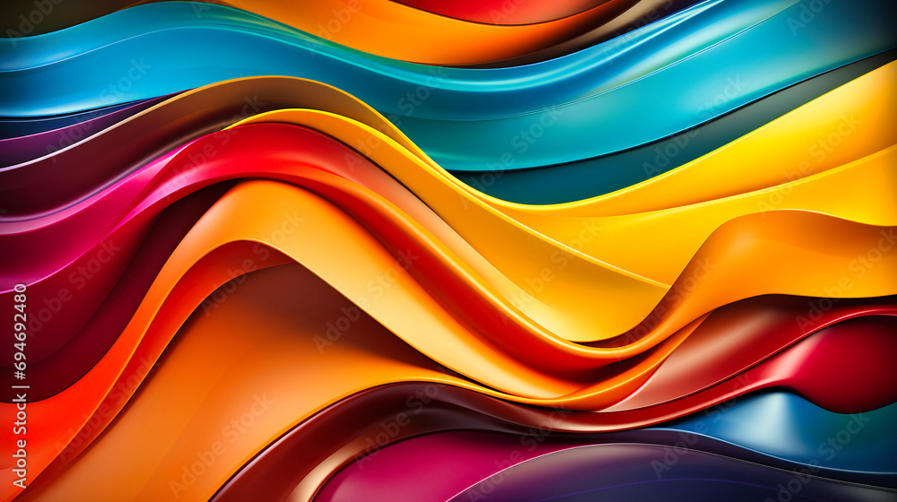 Multicolored Wavy Layers Flowing in Harmony, Evoking a Sense of Artistic Movement Multicolored Wavy Layers Flowing in Harmony, Evoking a Sense of Artistic Movement