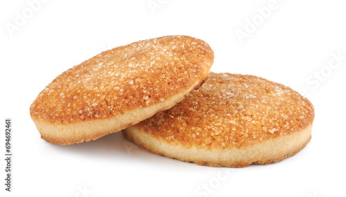 Beautiful round cookies isolated on a white background. Two cookies on a white background.