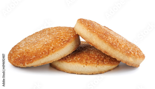 Beautiful round cookies isolated on a white background. Three cookies on a white background.