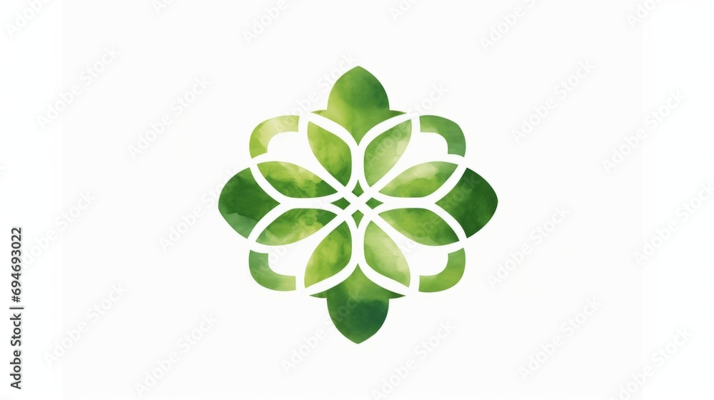 Green watercolor celtic pattern on a white background Green watercolor celtic pattern on a white background