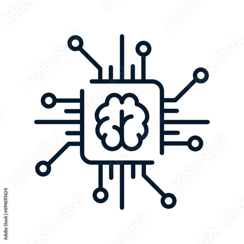 Artificial intelligence concept. Vector linear icon isolated on white background.