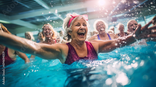 Senior women reveling in an aqua fit class. AQUAGYM photo